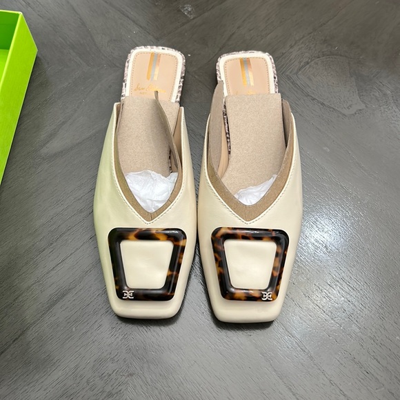 Womens Sam Edelman Mules | Lavina Buckle Mule Modern Ivory Leather - Picture 6 of 14